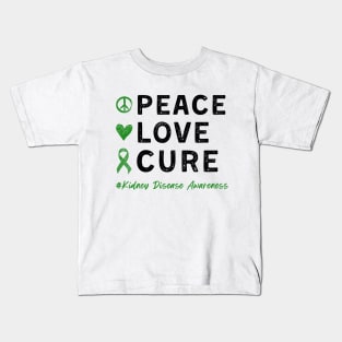 Peace Love Cure Kidney Disease Awareness Day Dialysis Nurse Kids T-Shirt